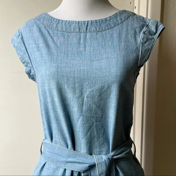 Hive & Honey Blue Chambray Shift Summer Dress Belted Medium 🔥 - Picture 11 of 14